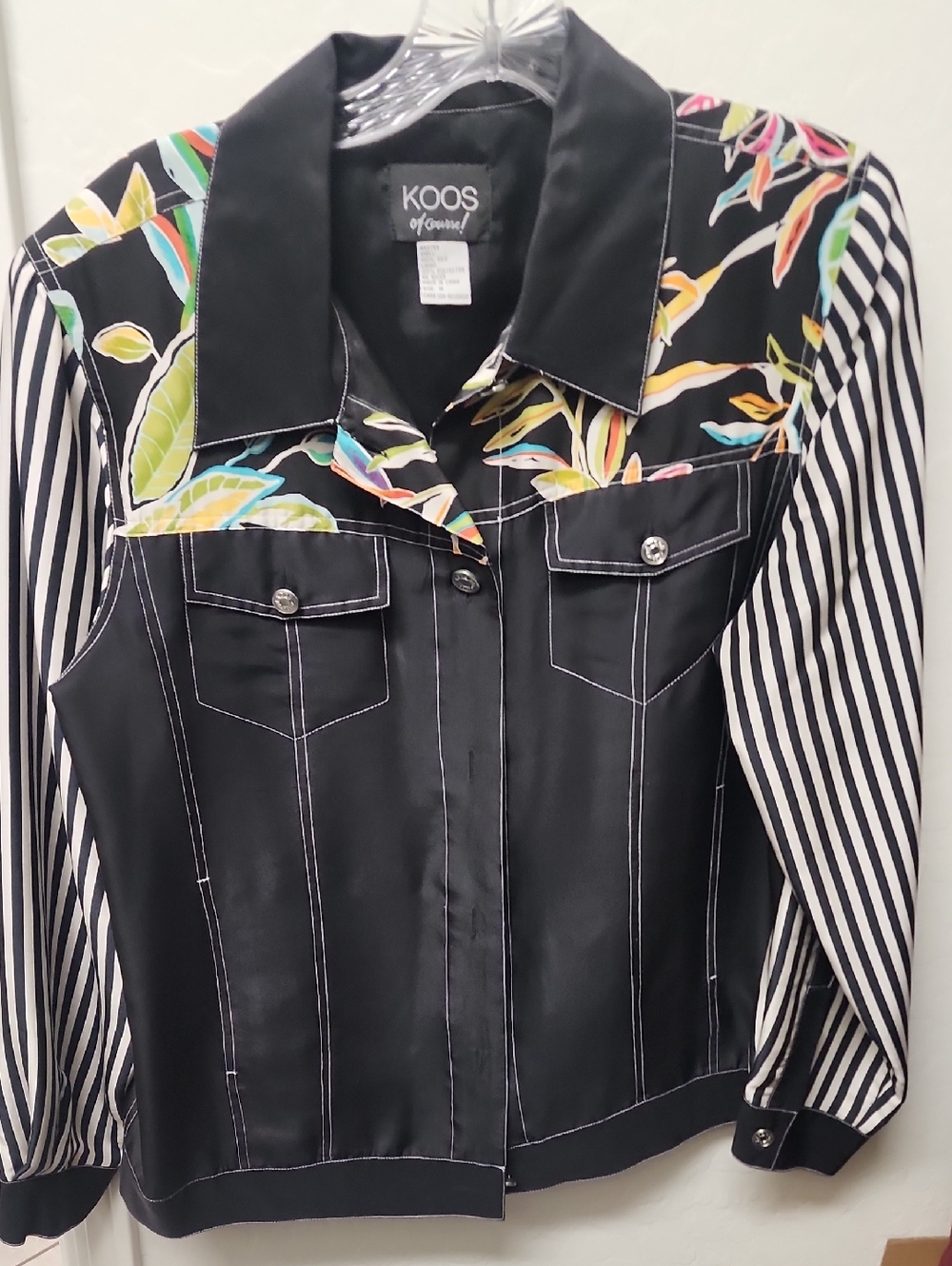 KOOS Black Floral-Accent Women's Jacket